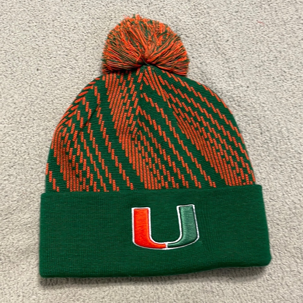 University of Miami pompom beanie
